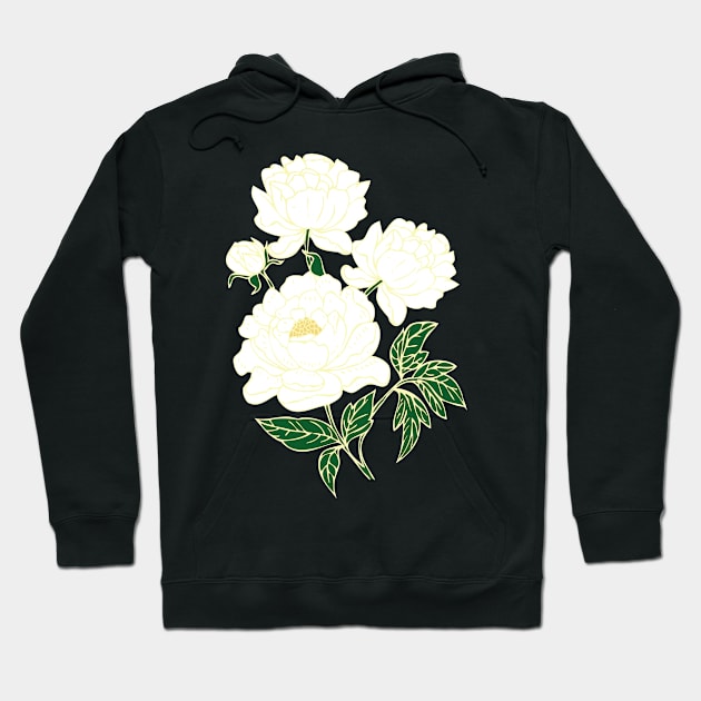 White Peonies Hoodie by RockettGraph1cs